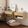 image:imageNathan James Jackson Wall Mounted Rattan Floating Bedroom Nightstand with Storage Drawer and Modern Open Shelf Cubby Light OakRattanLight Oak