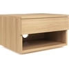 image:imageNathan James Jackson Wall Mounted Rattan Floating Bedroom Nightstand with Storage Drawer and Modern Open Shelf Cubby Light OakRattanLight Oak