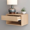 image:imageNathan James Jackson Wall Mounted Rattan Floating Bedroom Nightstand with Storage Drawer and Modern Open Shelf Cubby Light OakRattanLight Oak