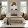 image:imageNathan James Jackson Wall Mounted Rattan Floating Bedroom Nightstand with Storage Drawer and Modern Open Shelf Cubby Light OakRattanTyla Light Brown