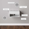 image:imageNathan James Jackson Wall Mounted Rattan Floating Bedroom Nightstand with Storage Drawer and Modern Open Shelf Cubby Light OakRattanWhite
