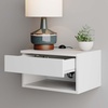 image:imageNathan James Jackson Wall Mounted Rattan Floating Bedroom Nightstand with Storage Drawer and Modern Open Shelf Cubby Light OakRattanWhite