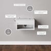 image:imageNathan James Jackson Wall Mounted Rattan Floating Bedroom Nightstand with Storage Drawer and Modern Open Shelf Cubby Light OakRattanWhite