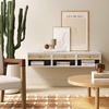 image:imageNathan James Jackson Wall Mounted Rattan Floating Bedroom Nightstand with Storage Drawer and Modern Open Shelf Cubby Light OakRattanWhiteRattan