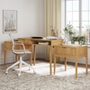image:imageNathan James Jasper MidCentury Modern Desk Wall Unit Vanity and Nightstand Set Wood Desk with Drawer and Side TableLight Brown