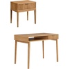 image:imageNathan James Jasper MidCentury Modern Desk Wall Unit Vanity and Nightstand Set Wood Desk with Drawer and Side TableLight Brown
