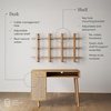 image:imageNathan James Jasper MidCentury Modern Desk Wall Unit Vanity and Nightstand Set Wood Desk with Drawer and Side TableLight BrownRattan