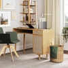 image:imageNathan James Jasper MidCentury Modern Desk Wall Unit Vanity and Nightstand Set Wood Desk with Drawer and Side TableLight BrownRattan