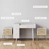 image:imageNathan James Jasper MidCentury Modern Desk Wall Unit Vanity and Nightstand Set Wood Desk with Drawer and Side TableWhite