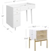 image:imageNathan James Jasper MidCentury Modern Desk Wall Unit Vanity and Nightstand Set Wood Desk with Drawer and Side TableWhite