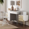 image:imageNathan James Jasper MidCentury Modern Desk Wall Unit Vanity and Nightstand Set Wood Desk with Drawer and Side TableWhite