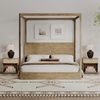 image:imageNathan James Keith Farmhouse Bedside Table Modern Coastal Nightstand Rattan Nightstand with 1 Drawer for Bedroom Light Brown Set of 2