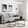 image:imageNathan James Kendall Round Modern Nesting Coffee Set of 2 Stacking Living Room Accent Tables Light BrownDark Brown  Matte Black