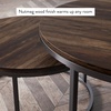 image:imageNathan James Kendall Round Modern Nesting Coffee Set of 2 Stacking Living Room Accent Tables Light BrownDark Brown  Matte Black