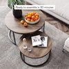 image:imageNathan James Kendall Round Modern Nesting Coffee Set of 2 Stacking Living Room Accent Tables Light BrownDark Brown  Matte Black