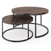 image:imageNathan James Kendall Round Modern Nesting Coffee Set of 2 Stacking Living Room Accent Tables Light BrownDark Brown  Matte Black