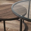 image:imageNathan James Kendall Round Modern Nesting Coffee Set of 2 Stacking Living Room Accent Tables Light BrownRustic OakGunmetalClear Glass