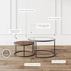 image:imageNathan James Kendall Round Modern Nesting Coffee Set of 2 Stacking Living Room Accent Tables Light BrownRustic OakGunmetalClear Glass