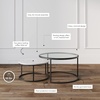image:imageNathan James Kendall Round Modern Nesting Coffee Set of 2 Stacking Living Room Accent Tables Light BrownWhiteGunmetal