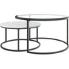 image:imageNathan James Kendall Round Modern Nesting Coffee Set of 2 Stacking Living Room Accent Tables Light BrownWhiteGunmetal