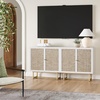 image:imageNathan James Kova Accent Sideboard Storage Cabinet in Light Wood and Rattan with Metal Frame Adjustable Shelves and Cane Doors for Hallway or Living Room Light OakCaneBlackMatte White