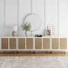 image:imageNathan James Kova Accent Sideboard Storage Cabinet in Light Wood and Rattan with Metal Frame Adjustable Shelves and Cane Doors for Hallway or Living Room Light OakCaneBlackMatte White