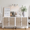 image:imageNathan James Kova Accent Sideboard Storage Cabinet in Light Wood and Rattan with Metal Frame Adjustable Shelves and Cane Doors for Hallway or Living Room Light OakCaneBlackMatte White