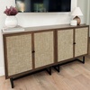 image:imageNathan James Kova Accent Sideboard Storage Cabinet in Light Wood and Rattan with Metal Frame Adjustable Shelves and Cane Doors for Hallway or Living Room Light OakCaneBlackWalnut