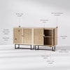 image:imageNathan James Kova Accent Sideboard Storage Cabinet in Light Wood and Rattan with Metal Frame Adjustable Shelves and Cane Doors for Hallway or Living Room Light OakCaneBlackLight Oak