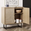 image:imageNathan James Kova Accent Sideboard Storage Cabinet in Light Wood and Rattan with Metal Frame Adjustable Shelves and Cane Doors for Hallway or Living Room Light OakCaneBlackLight Oak