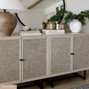 image:imageNathan James Kova Accent Sideboard Storage Cabinet in Light Wood and Rattan with Metal Frame Adjustable Shelves and Cane Doors for Hallway or Living Room Light OakCaneBlackLight Oak