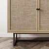 image:imageNathan James Kova Accent Sideboard Storage Cabinet in Light Wood and Rattan with Metal Frame Adjustable Shelves and Cane Doors for Hallway or Living Room Light OakCaneBlackLight Oak