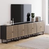 image:imageNathan James Kova Accent Sideboard Storage Cabinet in Light Wood and Rattan with Metal Frame Adjustable Shelves and Cane Doors for Hallway or Living Room Light OakCaneBlackBlack Oak