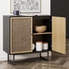 image:imageNathan James Kova Accent Sideboard Storage Cabinet in Light Wood and Rattan with Metal Frame Adjustable Shelves and Cane Doors for Hallway or Living Room Light OakCaneBlackBlack Oak