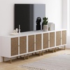 image:imageNathan James Kova Accent Sideboard Storage Cabinet in Light Wood and Rattan with Metal Frame Adjustable Shelves and Cane Doors for Hallway or Living Room Light OakCaneBlackMatte White