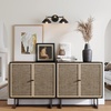 image:imageNathan James Kova Accent Sideboard Storage Cabinet in Light Wood and Rattan with Metal Frame Adjustable Shelves and Cane Doors for Hallway or Living Room Light OakCaneBlackBlack Oak