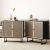 image:imageNathan James Kova Accent Sideboard Storage Cabinet in Light Wood and Rattan with Metal Frame Adjustable Shelves and Cane Doors for Hallway or Living Room Light OakCaneBlackBlack Oak