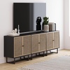 image:imageNathan James Kova Accent Sideboard Storage Cabinet in Light Wood and Rattan with Metal Frame Adjustable Shelves and Cane Doors for Hallway or Living Room Light OakCaneBlackBlack Oak