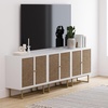 image:imageNathan James Kova Accent Sideboard Storage Cabinet in Light Wood and Rattan with Metal Frame Adjustable Shelves and Cane Doors for Hallway or Living Room Light OakCaneBlackMatte White
