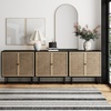 image:imageNathan James Kova Accent Sideboard Storage Cabinet in Light Wood and Rattan with Metal Frame Adjustable Shelves and Cane Doors for Hallway or Living Room Light OakCaneBlackBlack Oak