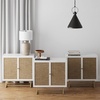 image:imageNathan James Kova Accent Sideboard Storage Cabinet in Light Wood and Rattan with Metal Frame Adjustable Shelves and Cane Doors for Hallway or Living Room Light OakCaneBlackMatte White