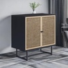 image:imageNathan James Kova Accent Sideboard Storage Cabinet in Light Wood and Rattan with Metal Frame Adjustable Shelves and Cane Doors for Hallway or Living Room Light OakCaneBlackBlack Oak