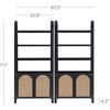 image:imageNathan James Leah Arched Bookcase 3Tier Bookshelf with Storage Cabinet Base Seagrass Door Fronts and Solid Wood Frame Light BrownBlack