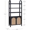 image:imageNathan James Leah Arched Bookcase 3Tier Bookshelf with Storage Cabinet Base Seagrass Door Fronts and Solid Wood Frame Light BrownBlack