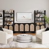image:imageNathan James Leah Arched Bookcase 3Tier Bookshelf with Storage Cabinet Base Seagrass Door Fronts and Solid Wood Frame Light BrownBlack