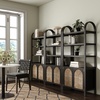 image:imageNathan James Leah Arched Bookcase 3Tier Bookshelf with Storage Cabinet Base Seagrass Door Fronts and Solid Wood Frame Light BrownBlack