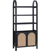 image:imageNathan James Leah Arched Bookcase 3Tier Bookshelf with Storage Cabinet Base Seagrass Door Fronts and Solid Wood Frame Light BrownBlack