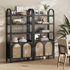 image:imageNathan James Leah Arched Bookcase 3Tier Bookshelf with Storage Cabinet Base Seagrass Door Fronts and Solid Wood Frame Light BrownBlack