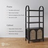 image:imageNathan James Leah Arched Bookcase 3Tier Bookshelf with Storage Cabinet Base Seagrass Door Fronts and Solid Wood Frame Light BrownBlack