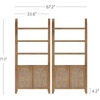image:imageNathan James Leah Arched Bookcase 3Tier Bookshelf with Storage Cabinet Base Seagrass Door Fronts and Solid Wood Frame Light BrownLight Brown